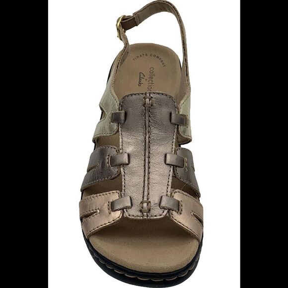 Clarks Collection Leather Sandals Lexi Marigold Metallic Multi - Extra Wide - Picture 3 of 5